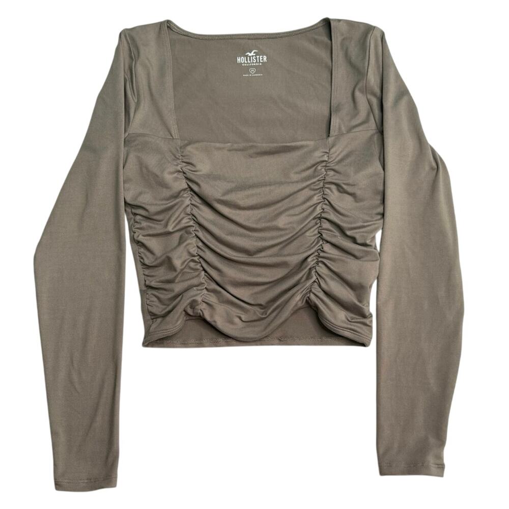 Hollister Ruched Long Sleeve Crop Top - Picture 2 of 5